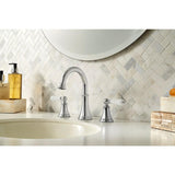 Courant 8 in. Widespread 2-Handle Bathroom Faucet in Polished Chrome with White Handles